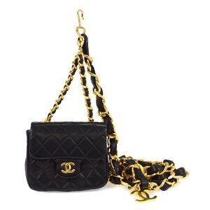 Chanel Black Lambskin Classic Flap Micro Bum Belt Bag KQ00046